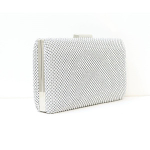 Τσαντάκι AMELY αμπιγιέ (clutch) με στρασάκια- Ασημί
