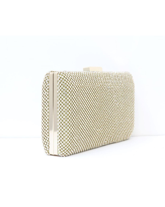 Τσαντάκι AMELY αμπιγιέ (clutch) με στρασάκια- Χρυσό