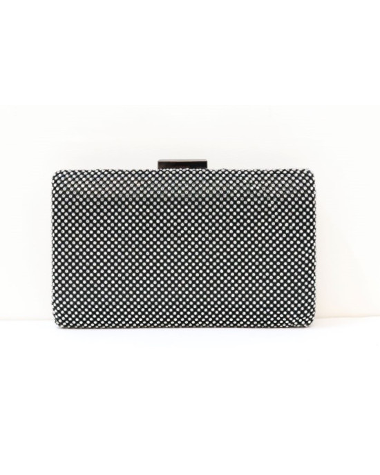 Τσαντάκι AMELY αμπιγιέ (clutch) με στρασάκια- Μαύρο